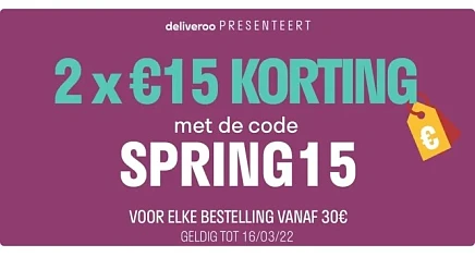 15 euro korting bij een bestelling van 30 eur...