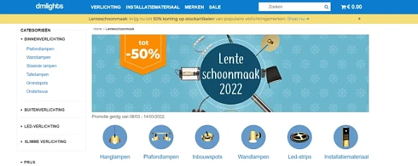 Bij dmlights is er tot -50% korting op een se...