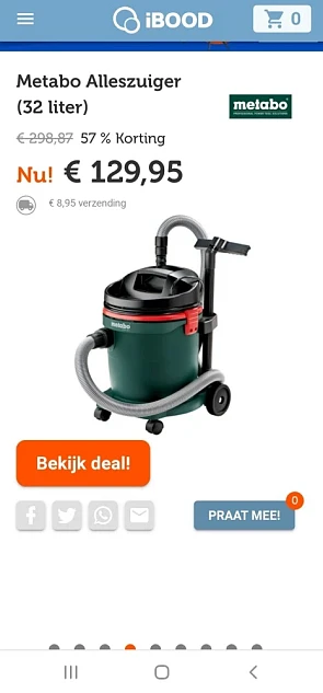 Ibood.com enkel vandaag metabo alleszuiger 32...