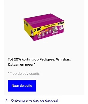 Bol.com dagdeal korting op pedigree, whiskas...