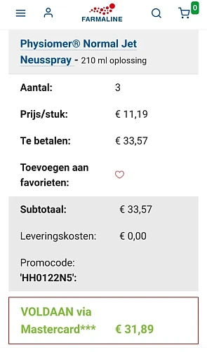 Farmaline physiomer 210ml goedkoper dan de k...