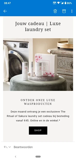 Bij rituals krijg je als member een gratis th...