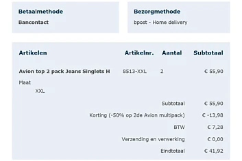 Bestelling geplaatst bij MyComfort24. €13,98...