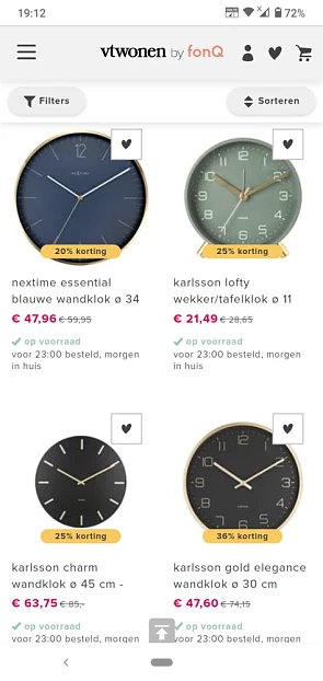 Bij Vtwonen shop is er minstens 20% korting o...