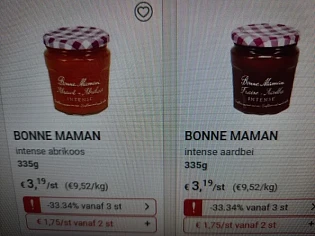 Collect and go en colruyt bonne maman goedkop...