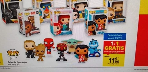 In alle carrefours. Funko's van Disney 1+1 gr...