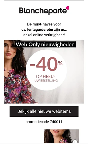 Blancheporte web only nieuwigheden -40% op he...
