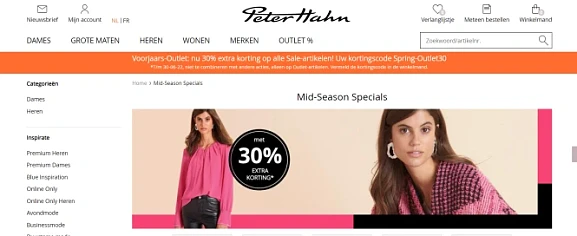 Bij Peter Hahn is er 30% extra korting op all...