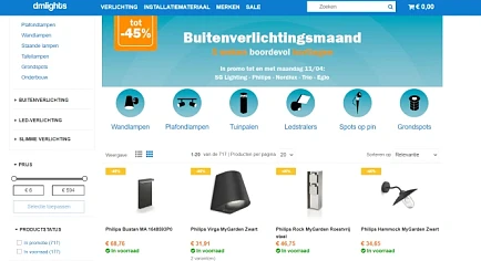 Bij dmlights is er tot 45% korting op buitenv...