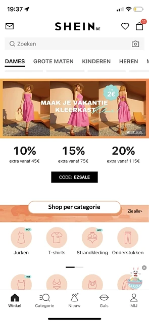10% korting bij aankoop van €45 15% korting b...