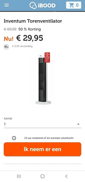 Ibood.com dagdeal inventum torenventilator nu...