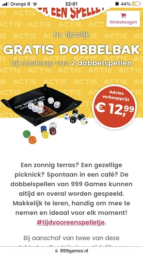 Bij 999games.nl een gratis dobbelbak ter waar...