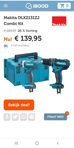 ibood.com dagdeal deze makita combi kit nu vo...