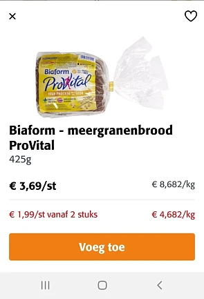 Colruyt biaform provital brood vanaf 2 stuks...