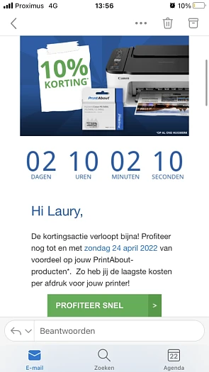 10 procent korting op huismerk bij printabout...