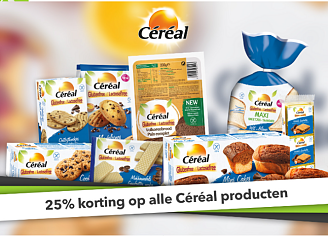 Bij Glutenvrije webshop 25% op alle Céréal pr...