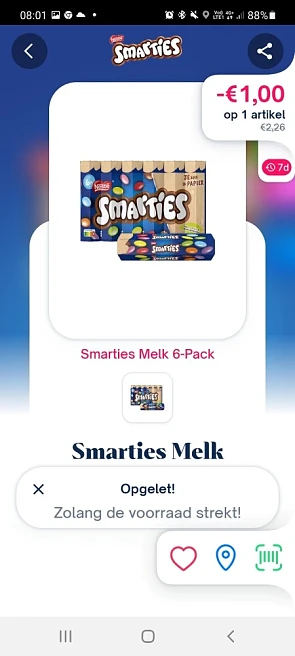 Shopmium €1,00 terugbataald smarties melk 8-p...