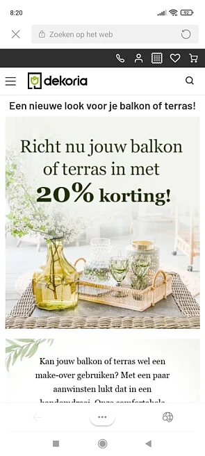 Bij Dekoria is er 20% korting op terras- en b...