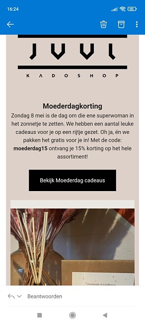 15% korting op het hele assortiment