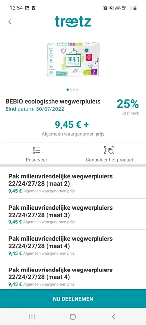 Treetz 25% cashback bebio ecologische wegwerp...