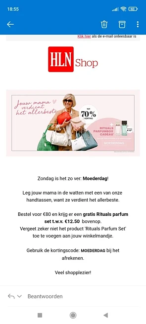 Bestel voor €80 en krijg er een gratis Ritual...