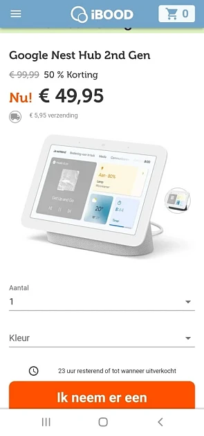 ibood.com enkel vandaag google nest hub 2nd g...