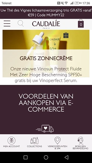 Gratis zonnecrème factor 50 v Caudalie bij aa...