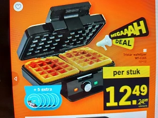 Albert Heijn vanaf morgen tristar wafelijzer...