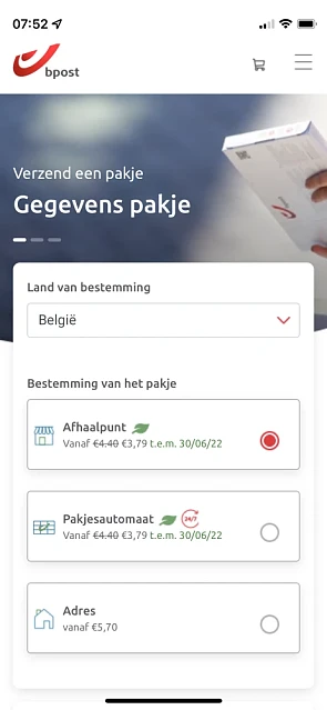 B post pakje verzenden tijdelijk aan promo p...