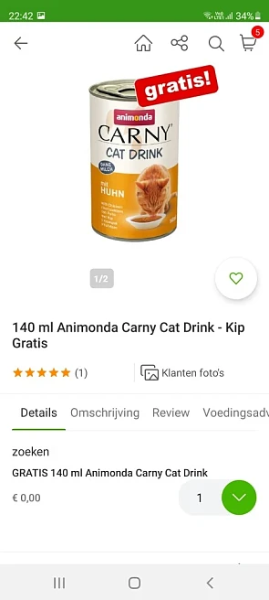 Bij zooplus.nl 140 ml Animonda carny cat drin...