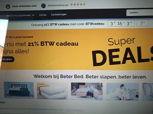 -21% op grote selectie artikelen oa matrassen...