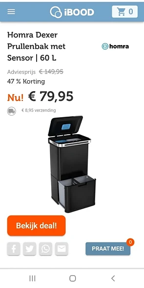 ibood.com enkel vandaag homra dexer prullenba...