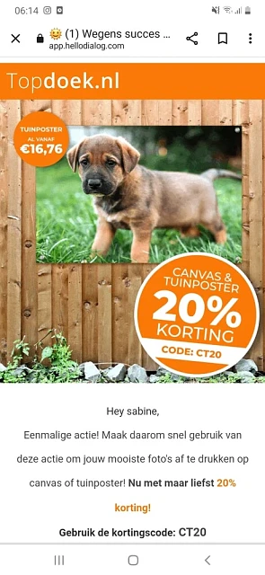 Bij topdoek.nl nu 20 % korting met code CT20...