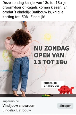 Impermo nu zondag open van 13 tot 18u en kort...