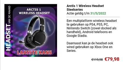 Arctis 1 Wireless Headset Steelseries bij Gam...