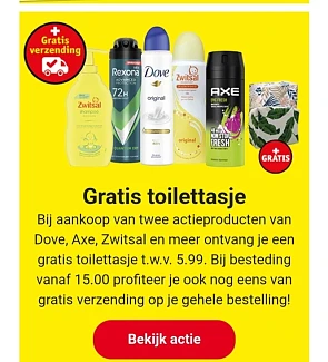 Kruidvat gratis toiilettasje t.w.v. €5,99 bij...