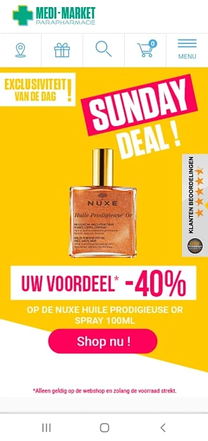 medi-market.be sunday deal -40% op de nuxe hu...