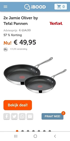 ibood.com 2x jamie oliver tefal pannen nu €49...