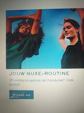 -20% bij aankoop v 3 producten v Nuxe + extra...