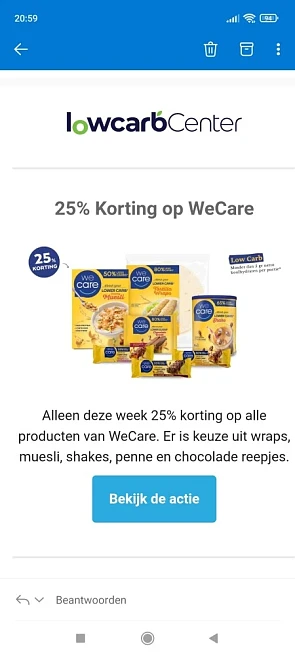 Bij lowcarbcenter is er deze week 25% korting...