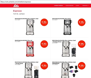 Solis cashbackactie Espresso tot € 50,- cashb...