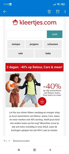 2dagendeal bij kleertjes.com: Alleen vandaag...
