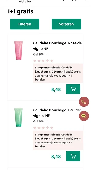 viata.be 1+1 op onze selectie Caudalie douche...