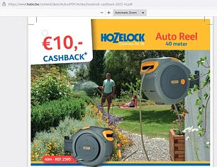 Hozelock €10 cashback zelfoprollende muurhasp...
