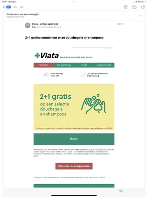 Vista - 2 + 1 op geselecteerde douchegels en...