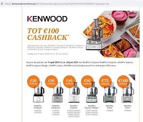Kenwood tot €100 cashback Deze actie is geld...