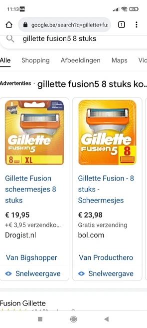 Dagdeal bij drogist.nl gilette fusion5 8 stuk...