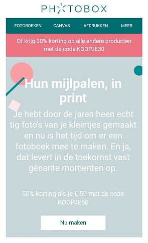 50% korting als je voor €50 aan fotoboeken be...