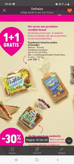 Delhaize vanaf 16/6 provital brood gesneden,...