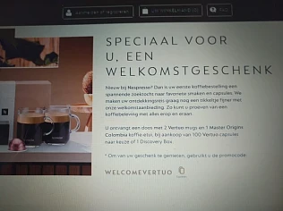 Bij je 1e koffiebestelling via Nespresso grat...